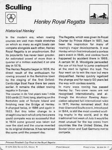 1977-79 Sportscaster Series 64 #64-17 Henley Royal Regatta Back