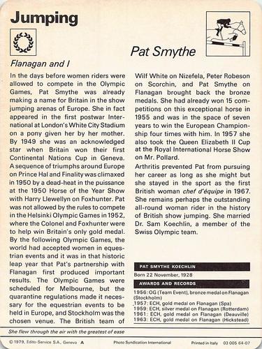 1977-79 Sportscaster Series 64 #64-07 Pat Smythe Back