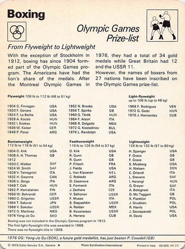 1977-79 Sportscaster Series 64 #64-23 Olympic Games Prize-list Back