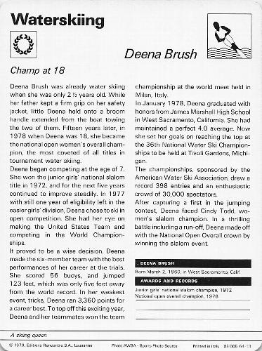 1977-79 Sportscaster Series 64 #64-13 Deena Brush Back