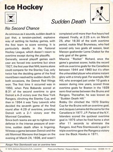 1977-79 Sportscaster Series 64 #64-16 Sudden Death Back