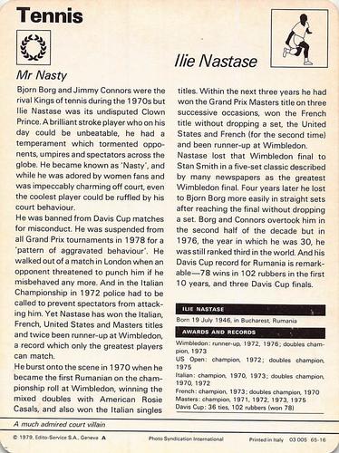 1977-79 Sportscaster Series 65 #65-16 Ilie Nastase Back
