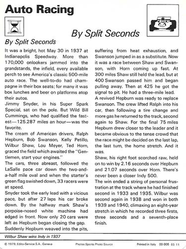 1977-79 Sportscaster Series 65 #65-11 By Split Seconds Back