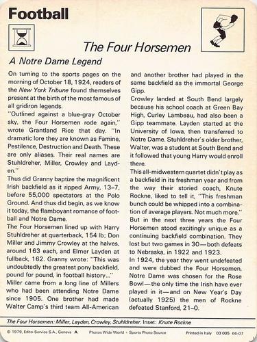 1977-79 Sportscaster Series 66 #66-07 The Four Horsemen Back