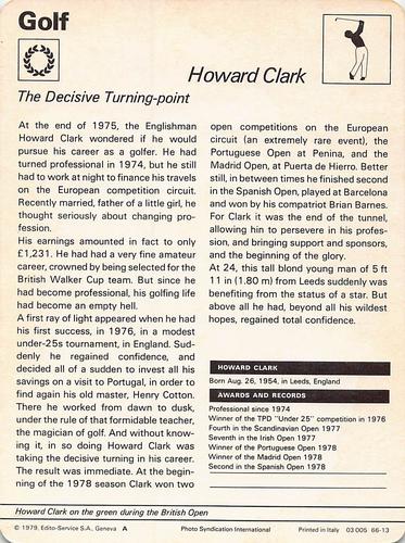 1977-79 Sportscaster Series 66 #66-13 Howard Clark Back