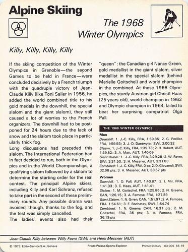 1977-79 Sportscaster Series 66 #66-19 The 1968 Winter Olympics Back