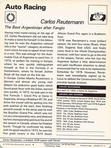 1977-79 Sportscaster Series 67 #67-17 Carlos Reutemann Back
