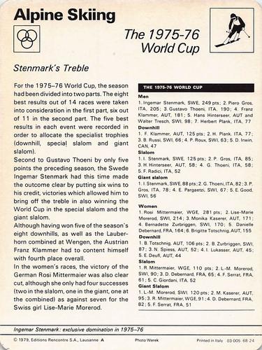 1977-79 Sportscaster Series 68 #68-24 The 1975-76 World Cup Back