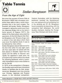 1977-79 Sportscaster Series 69 #69-05 Stellan Bengtsson Back