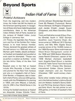 1977-79 Sportscaster Series 69 #69-15 Indian Hall of Fame Back