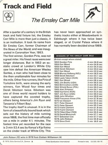 1977-79 Sportscaster Series 69 #69-16 The Emsley Carr Mile Back