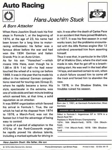 1977-79 Sportscaster Series 69 #69-18 Hans Joachim Stuck Back