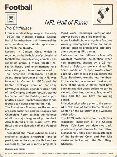 1977-79 Sportscaster Series 76 #76-05 NFL Hall of Fame Back