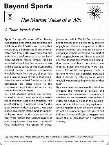 1977-79 Sportscaster Series 80 #80-24 The Market Value Back