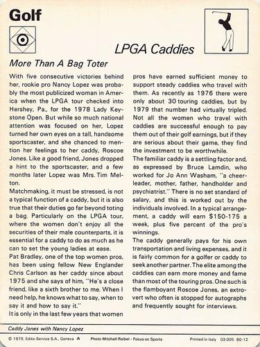 1977-79 Sportscaster Series 80 #80-12 LPGA Caddies Back