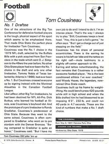 1977-79 Sportscaster Series 82 #82-21 Tom Cousineau Back