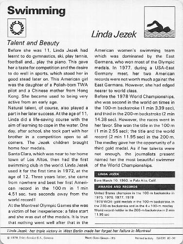 1977-79 Sportscaster Series 82 #82-06 Linda Jezek Back