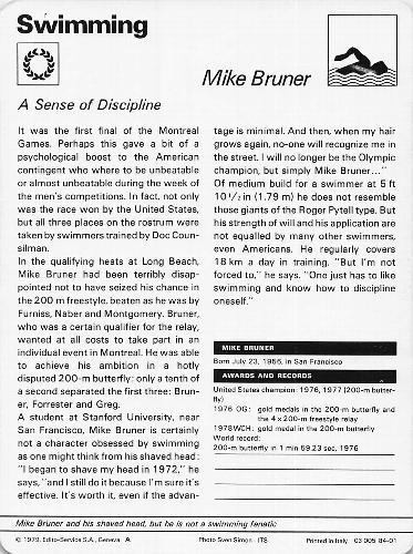 1977-79 Sportscaster Series 84 #84-01 Mike Bruner Back