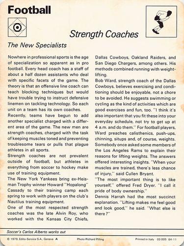 1977-79 Sportscaster Series 84 #84-11 Strength Coaches Back