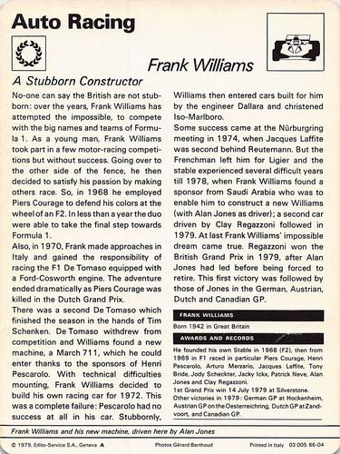1977-79 Sportscaster Series 86 #86-04 Frank Williams Back