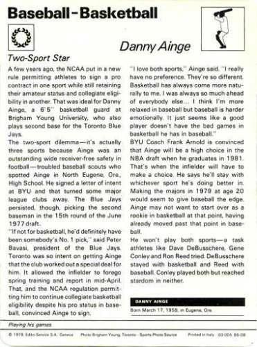 1977-79 Sportscaster Series 86 #86-08 Danny Ainge Back