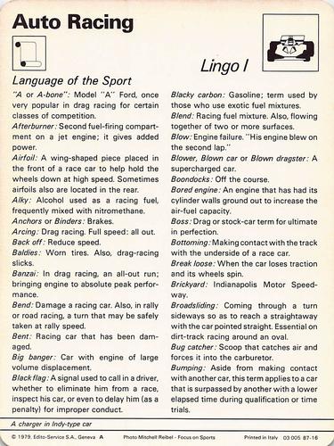 1977-79 Sportscaster Series 87 #87-16 Lingo I Back