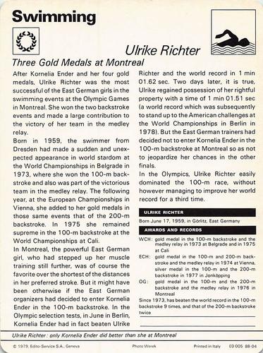1977-79 Sportscaster Series 88 #88-04 Ulrike Richter Back