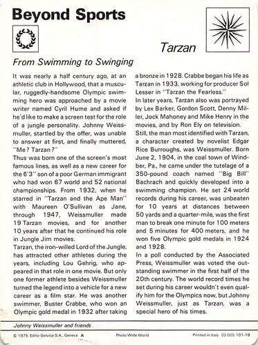1977-79 Sportscaster Series 101 #101-19 Tarzan Back