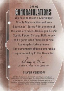 2013 Sportkings Series F - Double Memorabilia Silver #DM-06 Scottie Pippen / Shaquille O'Neal Back