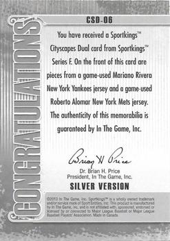 2013 Sportkings Series F - Cityscapes Double Silver #CSD-06 Mariano Rivera / Roberto Alomar Back