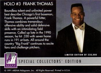 1991 Arena Holograms #3 Frank Thomas Back