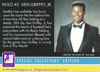 1991 Arena Holograms #2 Ken Griffey, Jr. Back