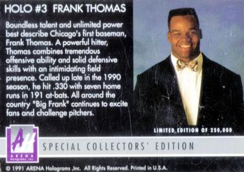 1991 Arena Holograms #3 Frank Thomas Back