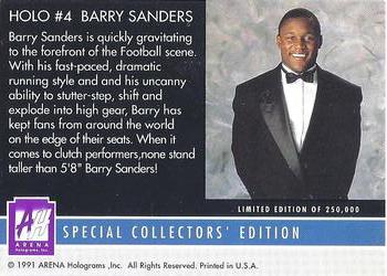 1991 Arena Holograms #4 Barry Sanders Back