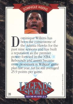 1992 Legends Sports Memorabilia - Gold #28 Dominique Wilkins Back