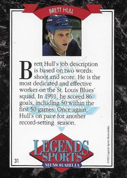 1992 Legends Sports Memorabilia - Gold #31 Brett Hull Back