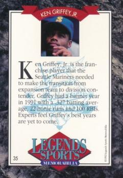 1992 Legends Sports Memorabilia - Gold #35 Ken Griffey Jr. Back