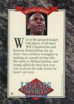 1992 Legends Sports Memorabilia - Gold #48 Michael Jordan Back
