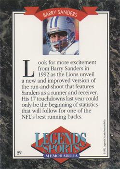 1992 Legends Sports Memorabilia - Gold #59 Barry Sanders Back