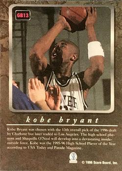 1996-97 Score Board Autographed Collection - Game Breakers Gold #GB13 Kobe Bryant Back