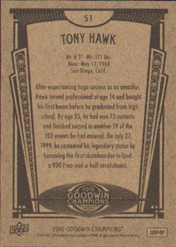 2015 Upper Deck Goodwin Champions #51 Tony Hawk Back