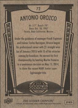 2015 Upper Deck Goodwin Champions #72 Antonio Orozco Back