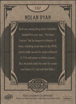 2015 Upper Deck Goodwin Champions #137 Nolan Ryan Back