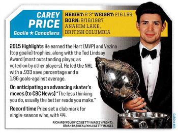 2015 Sports Illustrated for Kids #485 Carey Price Back