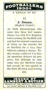 1931 Lambert & Butler Footballers 1930-1 #11 Jimmy Dunne Back