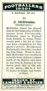 1931 Lambert & Butler Footballers 1930-1 #24 Johnny McIlwaine Back
