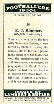 1931 Lambert & Butler Footballers 1930-1 #30 Ellis Rimmer Back