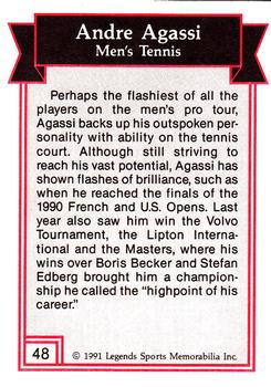 1991 Legends Sports Memorabilia #48 Andre Agassi Back