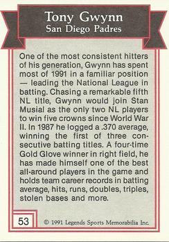 1991 Legends Sports Memorabilia #53 Tony Gwynn Back