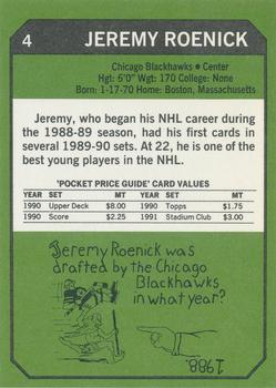 1993 SCD Sports Card Pocket Price Guide #4 Jeremy Roenick Back